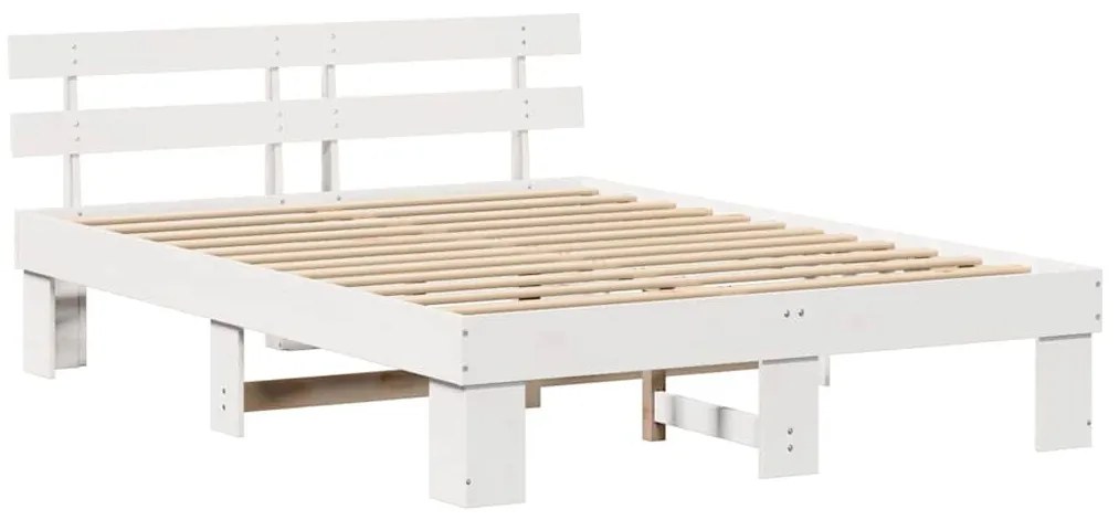 Ágykeret fejtámlával Fehér 160 x 200 cm