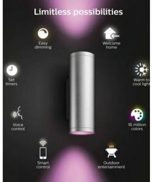 Philips 17463/47/P7 - LED RGBW Kültéri lámpa Hue APPEAR 2xLED/8W/230V IP44