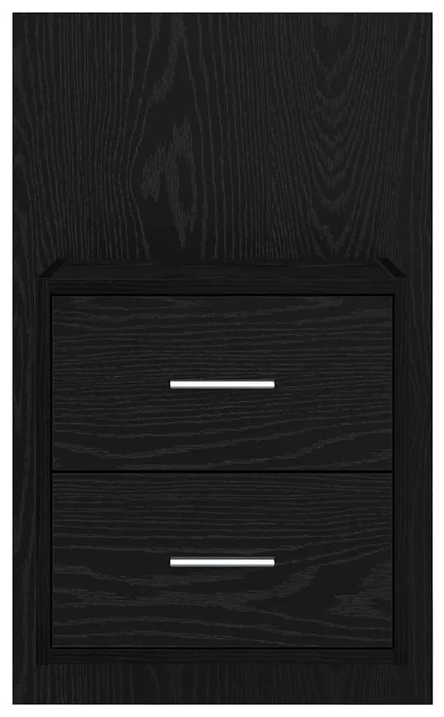 vidaXL Fali éjjeli szekrény 2 pcs Fekete tölgy 48,5 x 32,5 x 80 cm