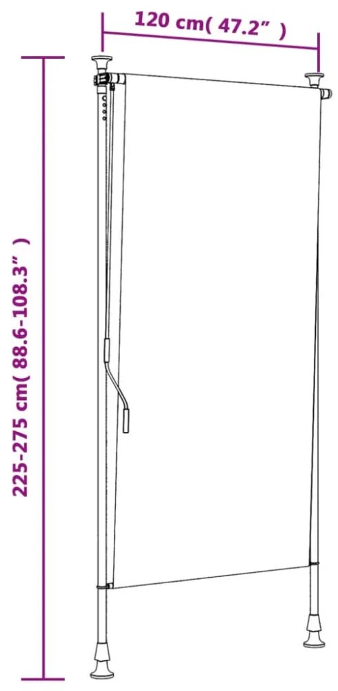 narancssárga és fehér szövet és acél kültéri roló 120 x 270 cm