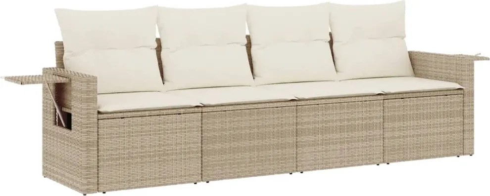 vidaXL 4 részes bézs polyrattan kerti ülőgarnitúra párnákkal