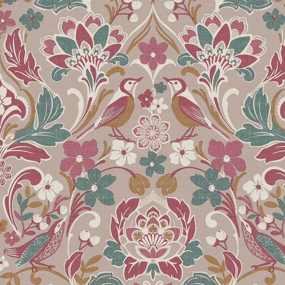Arthouse Signature 2 Folk Floral kékeszöld-lila madaras vlies tapéta – 100199AH