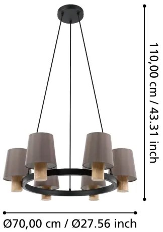 Eglo 43781 - Csillár zsinóron EDALE 6xE27/40W/230V