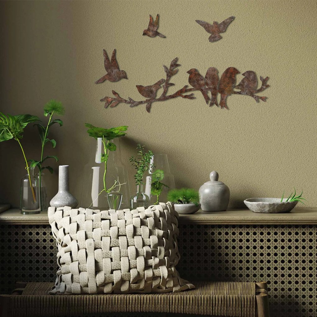 Fém fali dekoráció, Rusty Birds 2