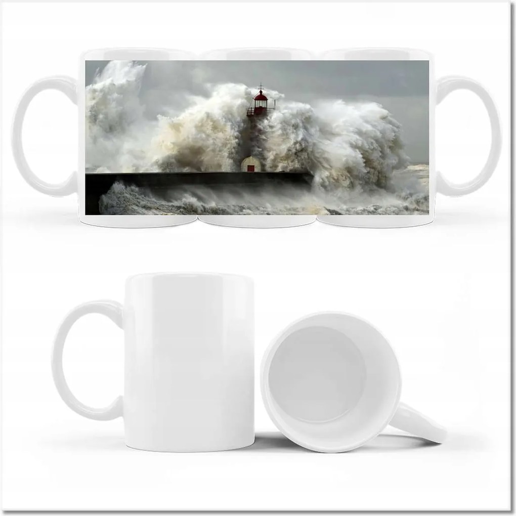 Nyomott mintás bögre Világítótorony Vihar