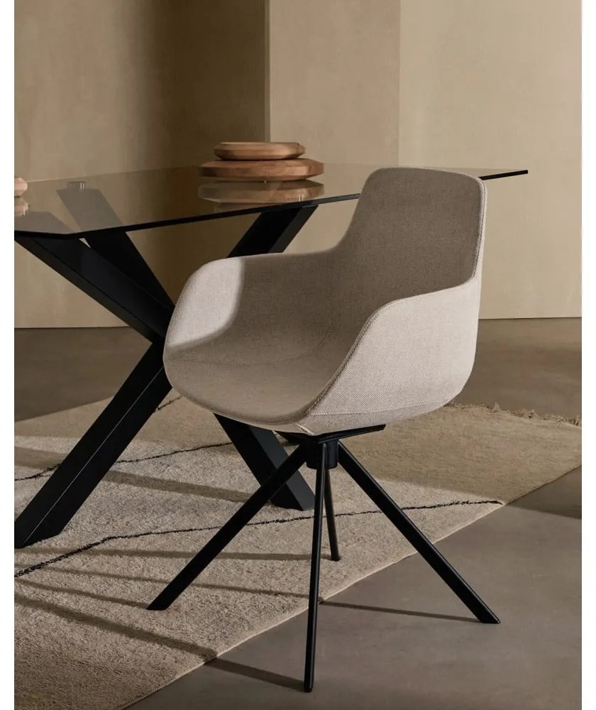 Bézs kárpitozott karfás étkezőfotel szett 2 db-os Tissiana – Kave Home