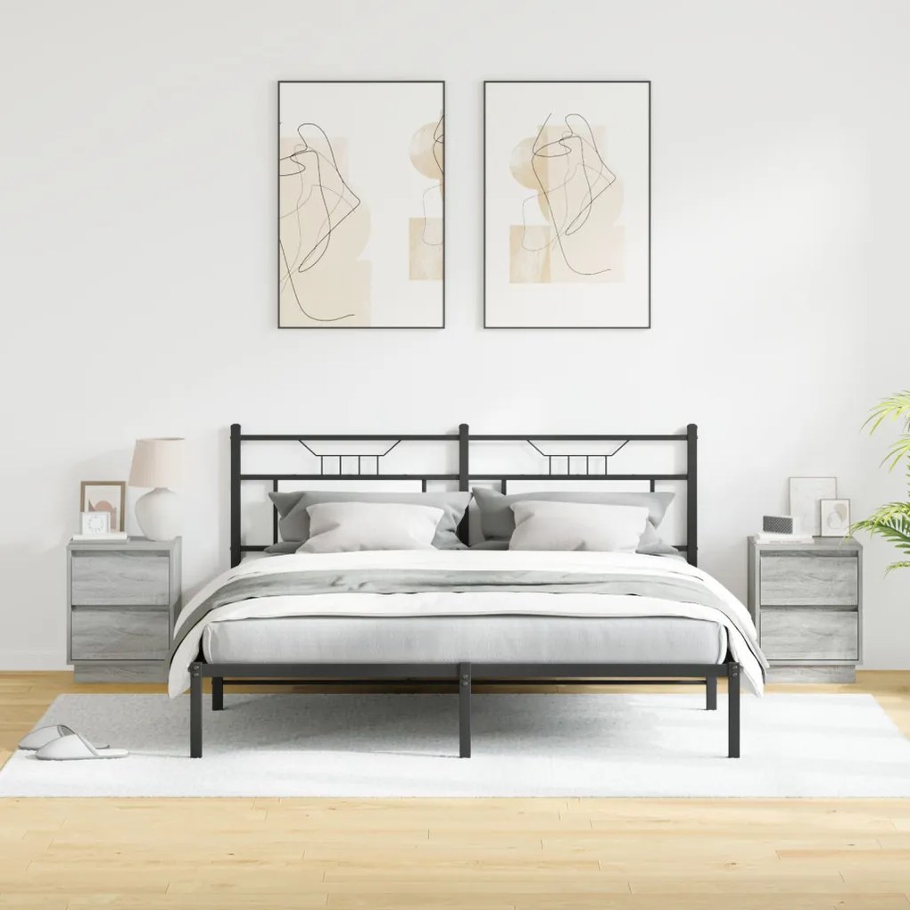 Éjjeli Szekrények LED Világítással 2 db Szürke Sonoma 39x34.5x50 cm