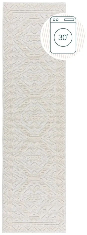 Krémszínű mosható zsenília futószőnyeg 60x240 cm Jaipur – Flair Rugs