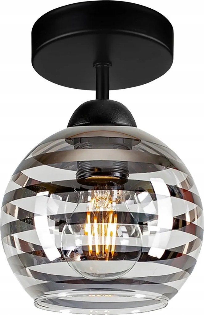 Led Függő Lámpa Mennyezeti Csillár Üveggömb Loft Fekete E27 Nappali