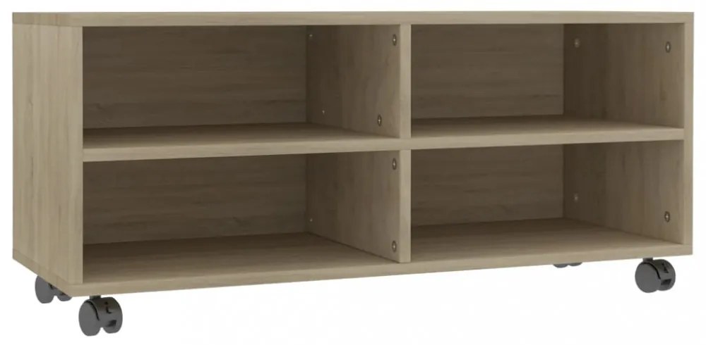 sonoma színű szerelt fa TV-szekrény görgőkkel 90 x 35 x 35 cm