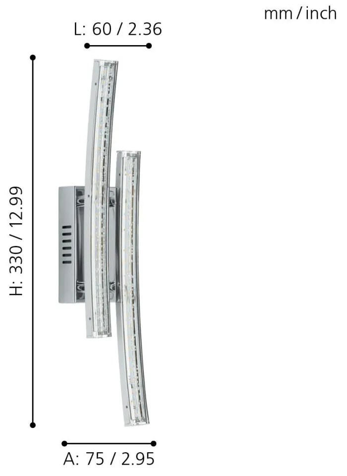 Eglo Pertini 96097 falilámpa, 2x3W LED, 3000K, 2x380 lm