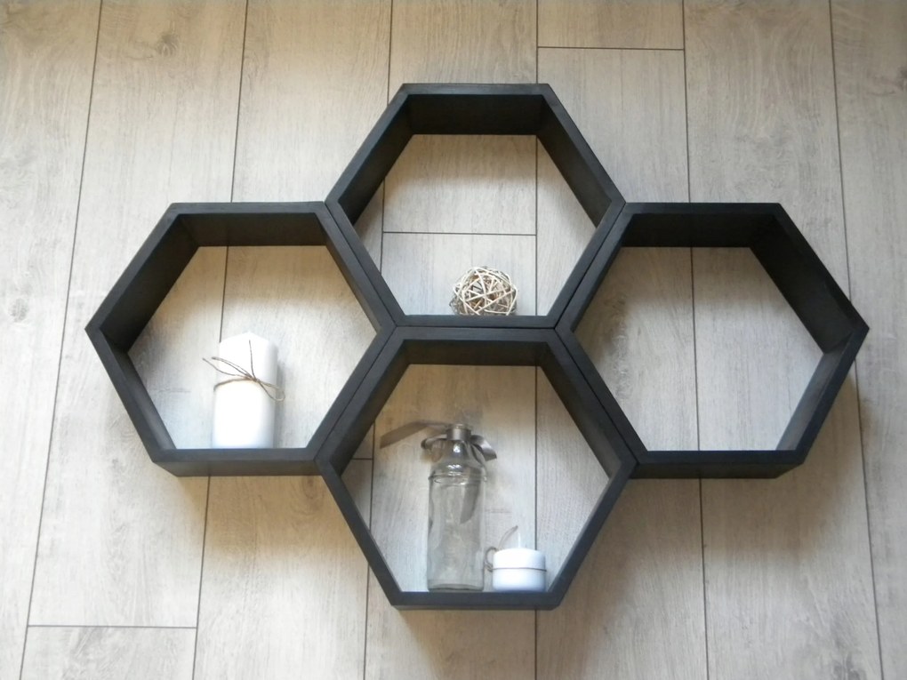 Fa Polc Méhsejt Hexagon 4 Db-os Szett
