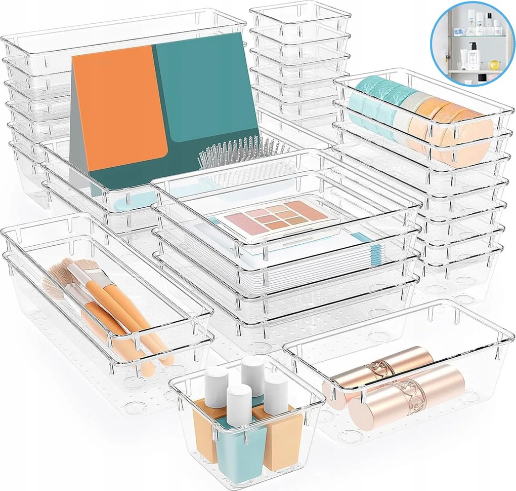 Fiókrendezők 4 Méret Átlátszó Műanyag 36 Db