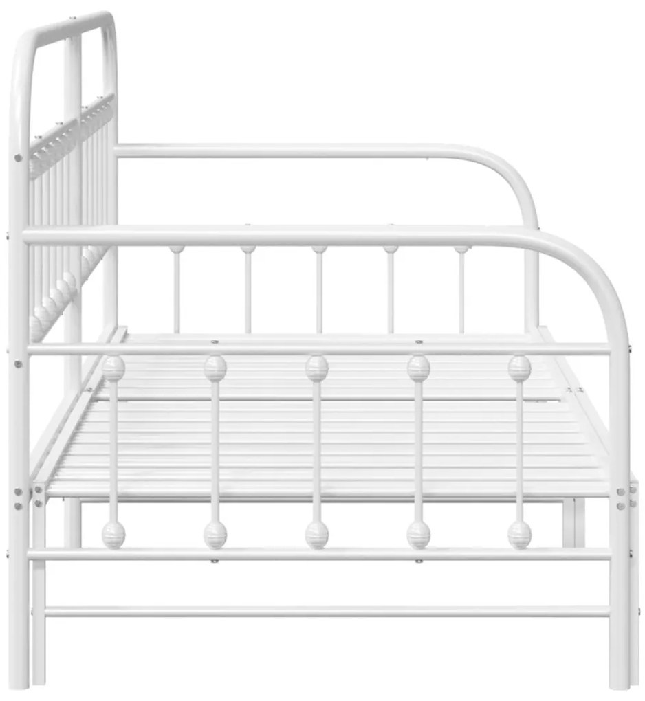 vidaXL Nappali ágykeret fejtámlával Fehér 90 x 190 cm Acél