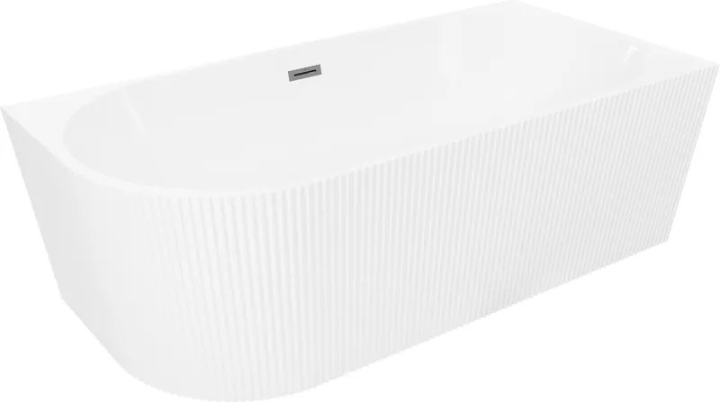 Mexen Silo szabadon álló, jobbos, bordázott sarokkád 170 x 80 cm, fehér, gun metal túlfolyóval - 52891708000P-95