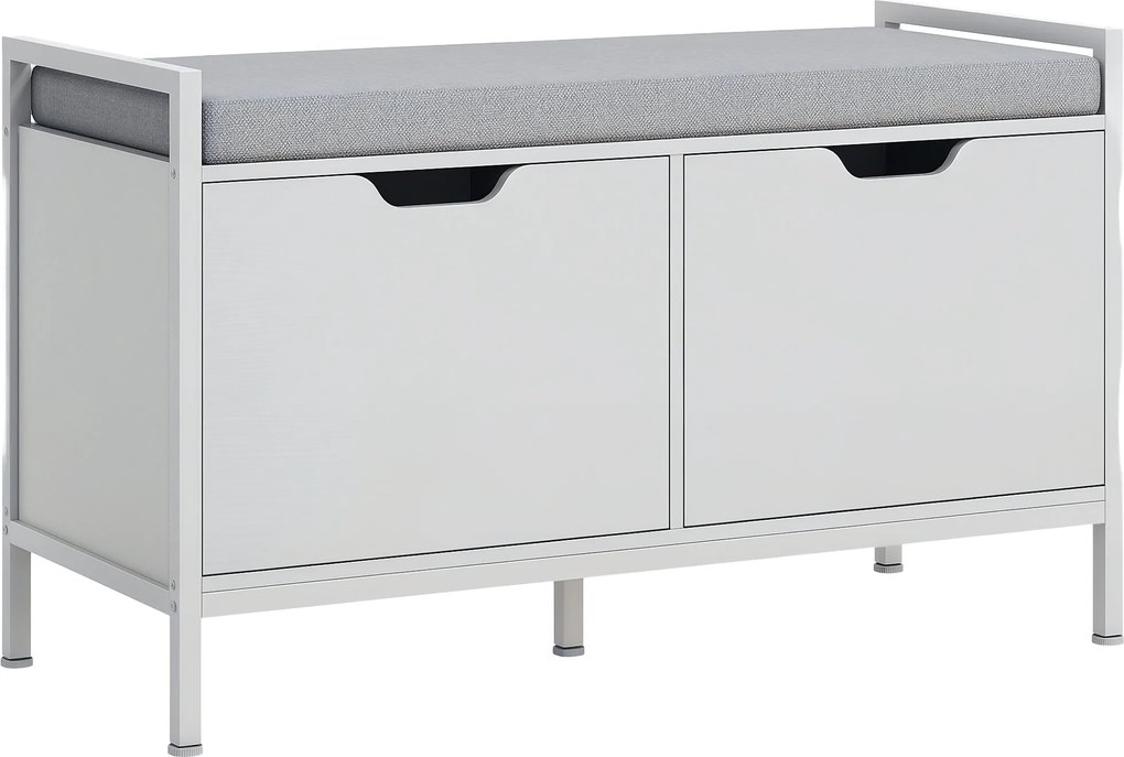 HOMCOM Cipőpados Cipőszekrény Kivehető Szivacsos Ülőpaddal 4 Pár Cipőhöz Előszobába 84x35x50 cm Fehér | Aosom