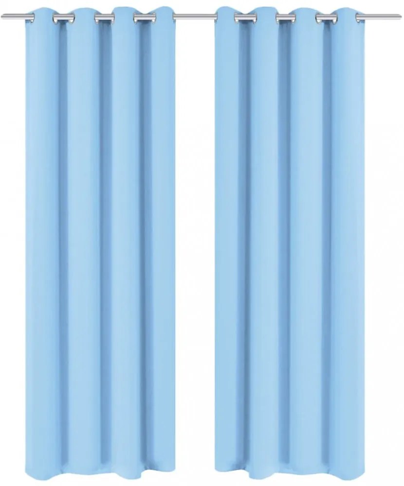 türkizkék sötétítőfüggöny fém fűzőlyukakkal 270 x 245 cm