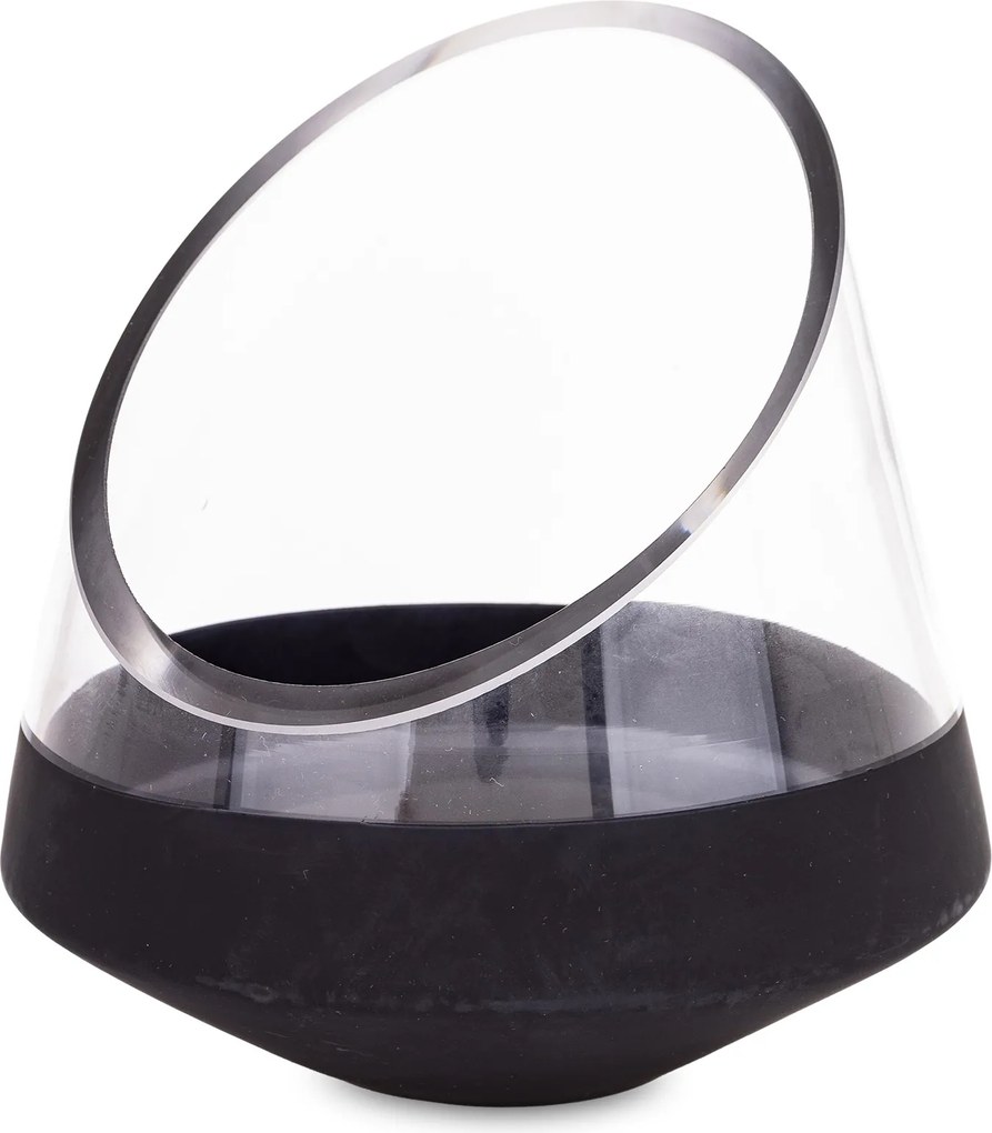 Virágváza Üveg Dísz Elegáns Szoba Dekorációhoz Fekete 17,5 CM