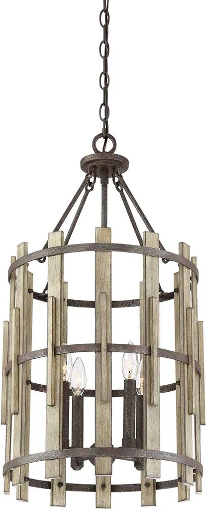 Quoizel loft függeszték wood hollow fekete falusias elsqz-wood-hollow-4p