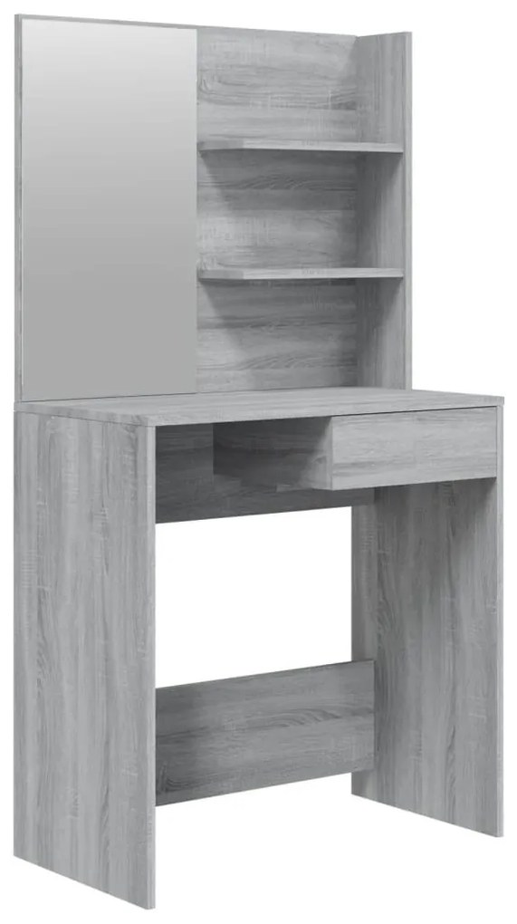 Szürke sonoma fésülködőasztal tükörrel 74,5 x 40 x 141 cm