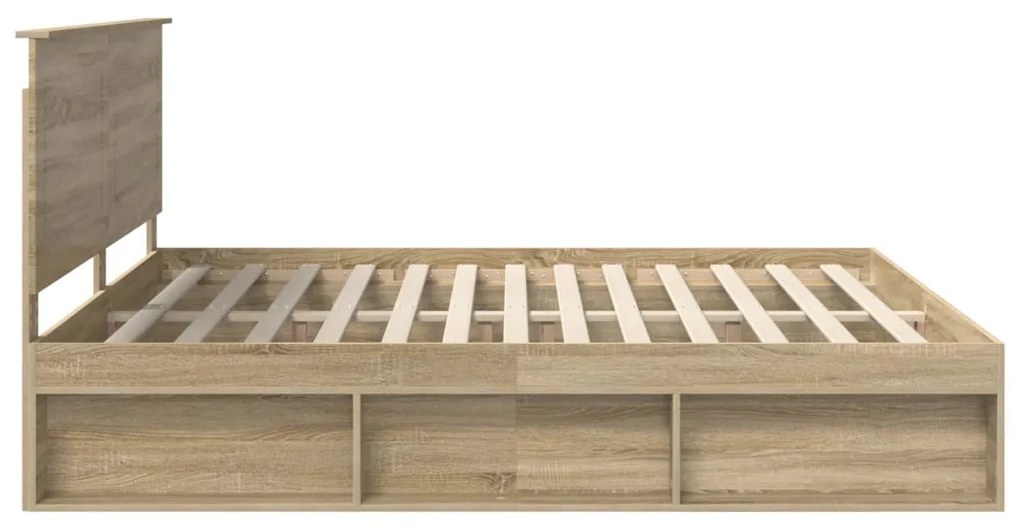 vidaXL Ágykeret fejtámlával Sonoma 200 x 200 cm Tömör fenyőfa