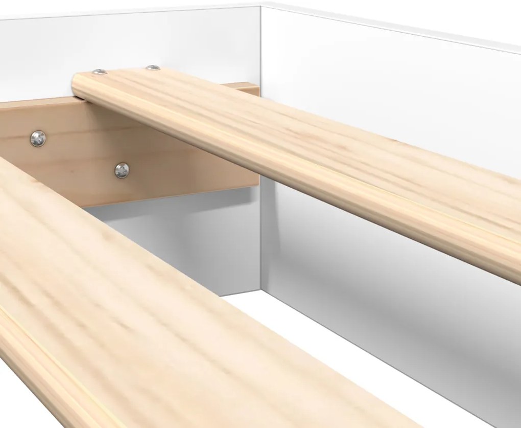 vidaXL Könyvespolcos Ágy fejtámlával Fehér 100 x 200 cm Faanyag