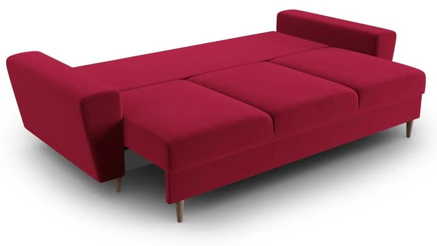 Piros bársony kinyitható tárolóhelyes kanapé 235 cm Kyoto – Cosmopolitan Design