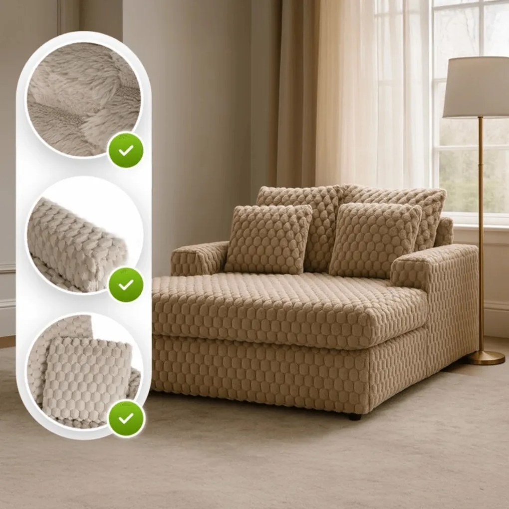 Fotel Wypoczynkowy KOBEL Beżowy Pluszowy