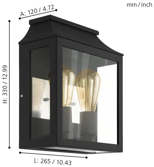 Eglo 97294 - kültéri fali lámpa SONCINO 2xE27/60W/230V