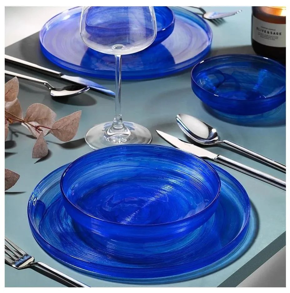 18 részes étkészlet kék/üveg