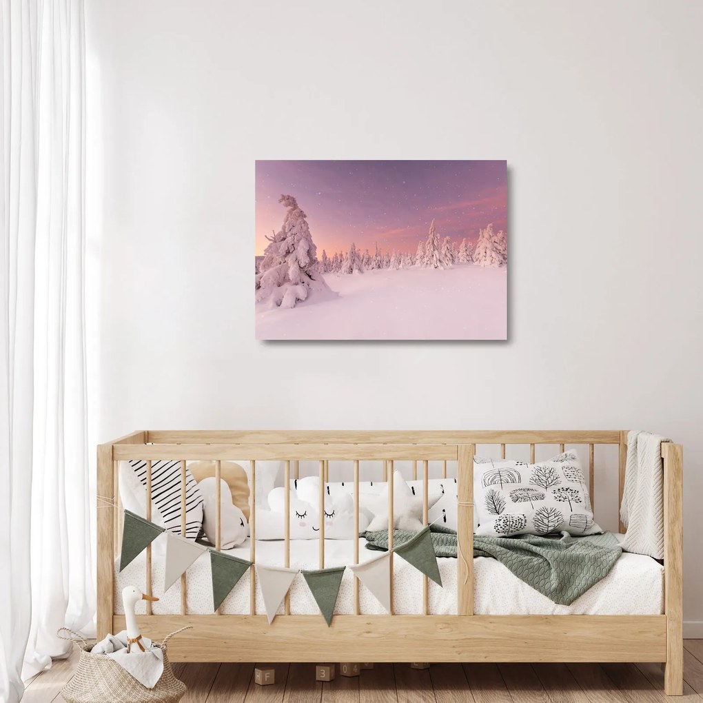 Kép - Fák a hótakaró alatt (üvegen) (70x50 cm)