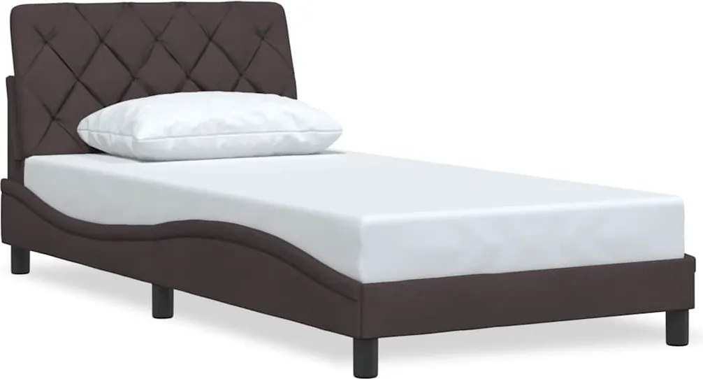 vidaXL sötétbarna szövet ágykeret matrac nélkül 100x200 cm