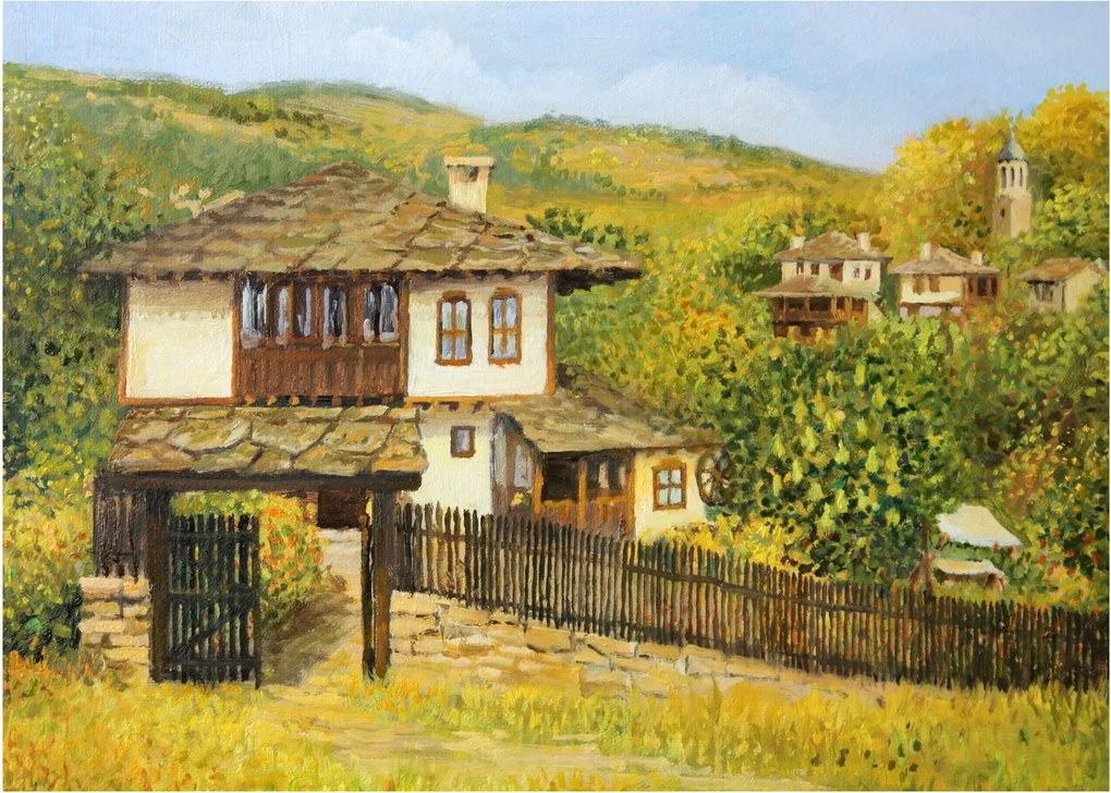 Kép - Házak nyáron (70x50 cm)