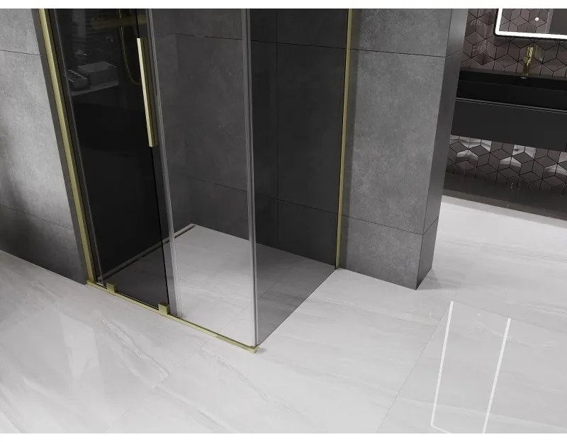 Mexen Velar, tolóajtós zuhanykabin 100 x 75 cm, 8mm szürke üveg, arany matt, 871-100-075-41-55