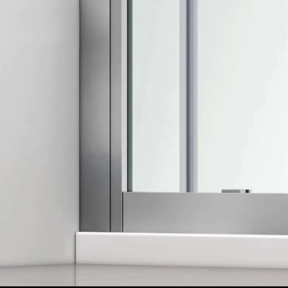 Stuxi Delhi 120x80 aszimmetrikus szögletes tolóajtós zuhanykabin 6 mm vastag vízlepergető biztonsági üveggel, krómozott elemekkel, 200 cm magas