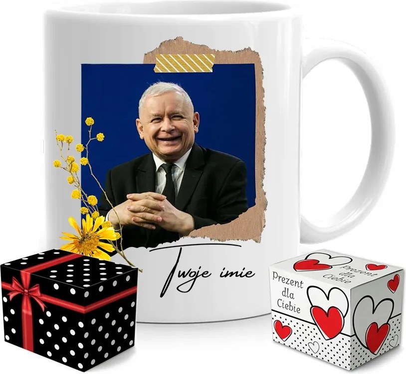 Pis Elnöki Bögre Jaroslaw Kaczynski Névre Szóló Doboz nyomtatott fényképpel