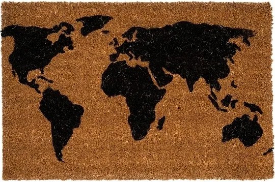 Lábtörlő 40x60 kókusz Couleur natural világtérkép mintával