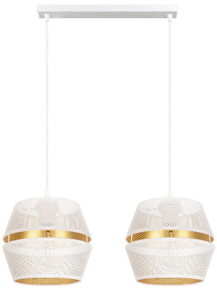 Csillár zsinóron PARIS 2xE27/60W/230V fehér/arany