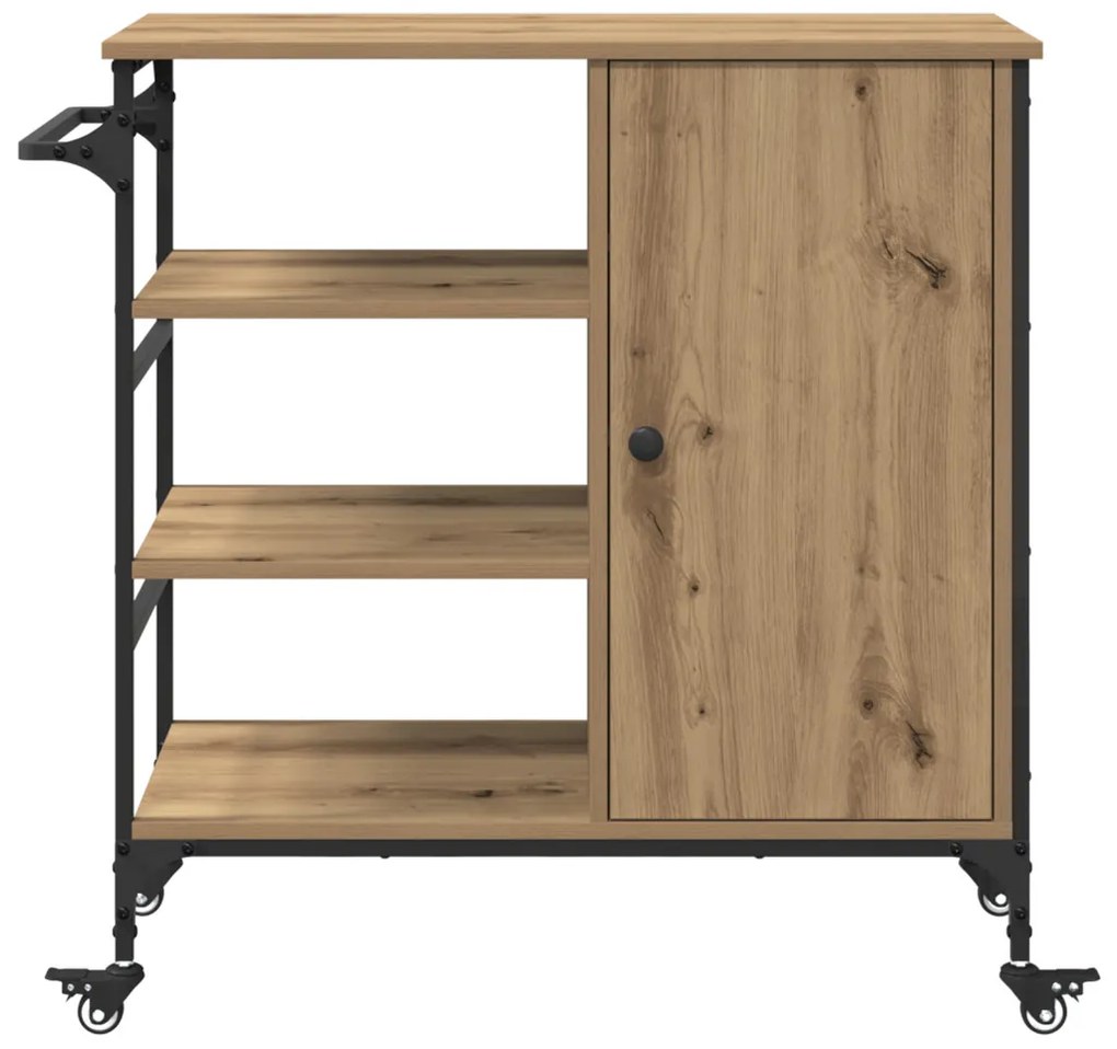 Konyhai Kocsi Tömör Tölgy 87.5x38.5x84.5 cm Szerelt Fa