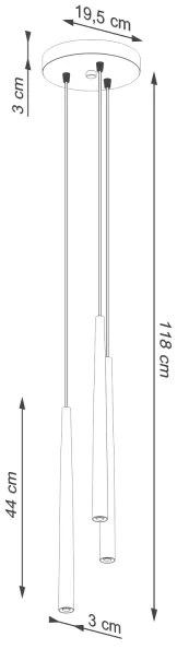 Sollux SL.1463 - Csillár zsinóron BLISS 3xG9/8W/230V fekete