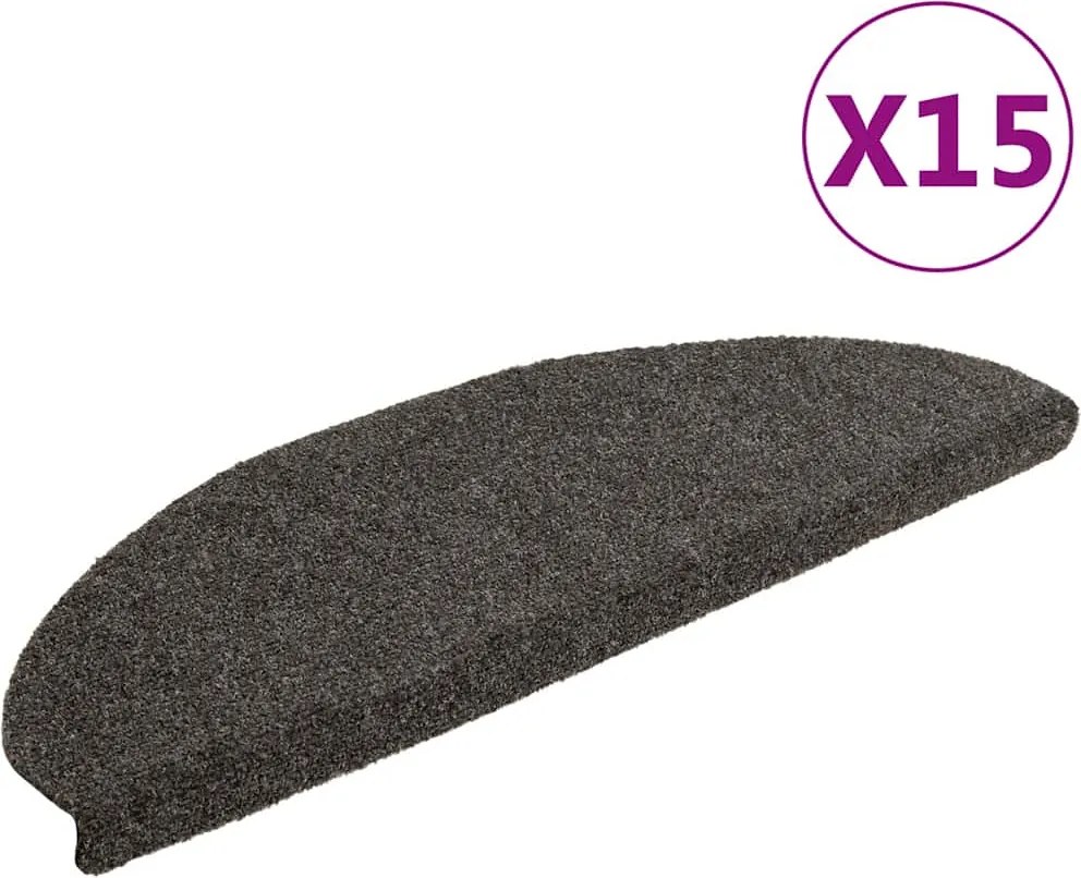 vidaXL 15 db öntapadós lépcsőszőnyeg 65 x 21 x 4 cm antracit színű, félkör alakú, nagy