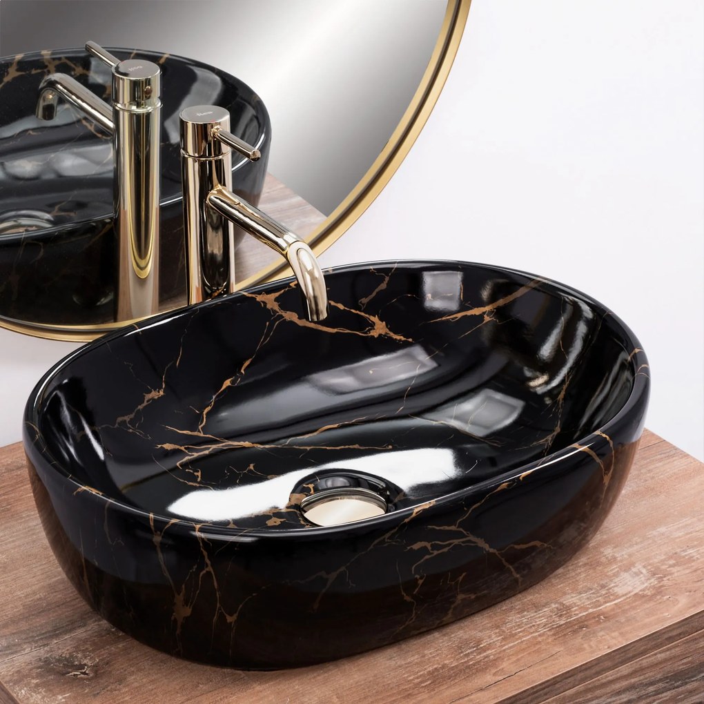 Pultos Mosdó Rea Amelia Black Marble Shiny