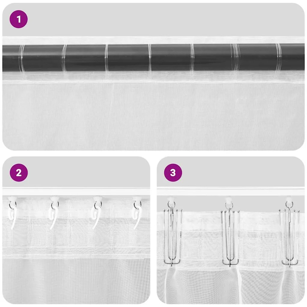 2 db barna fátyolfüggönyök fülecske tetejével 140x260 cm