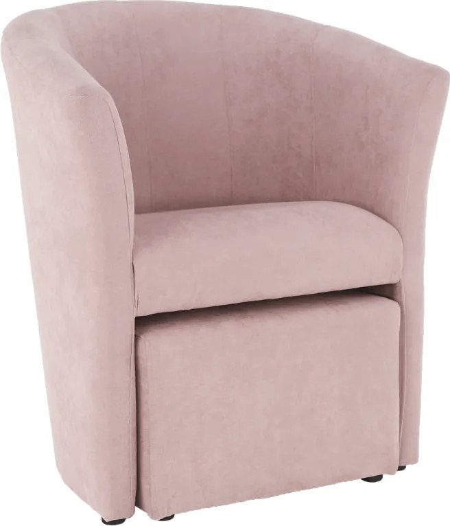 Klub fotel puffal, rózsaszín, ROSE