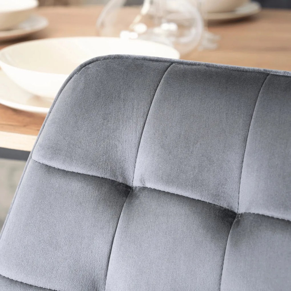 Étkezőszett HARRY asztal 102–142 cm craft tölgy/fekete + 4 RICK szék szürke