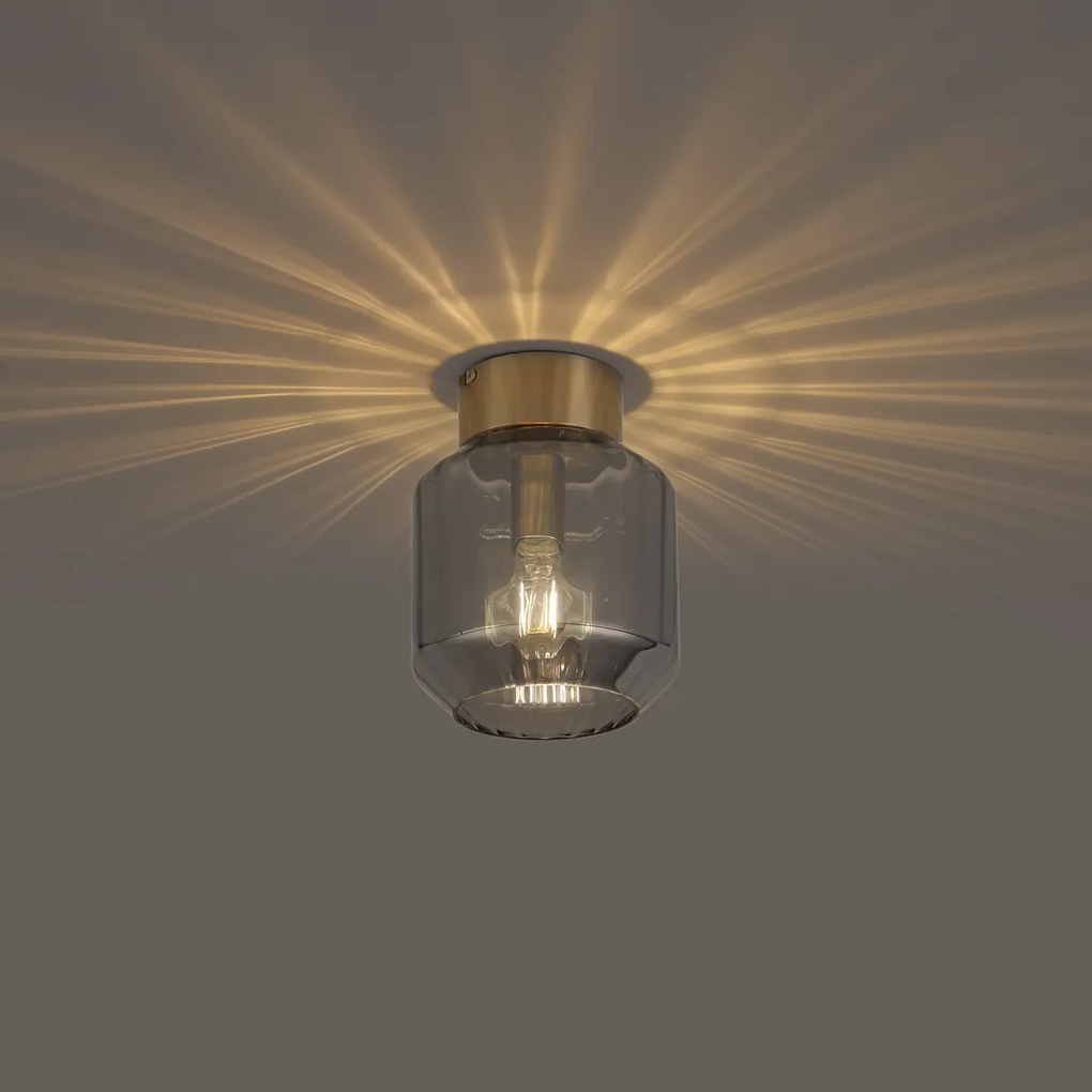 Modern mennyezeti lámpa sárgaréz füstüveggel - Stiklo