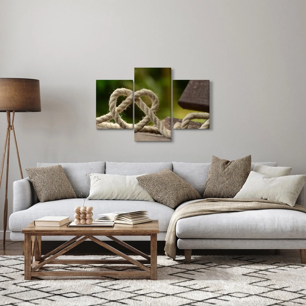 Szív kötélből képe (90x60 cm)
