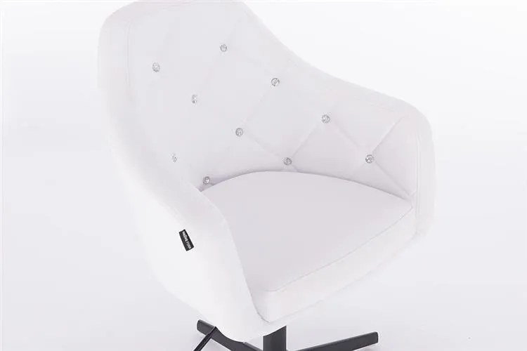 HC830 Fehér modern műbőr szék fekete lábbal