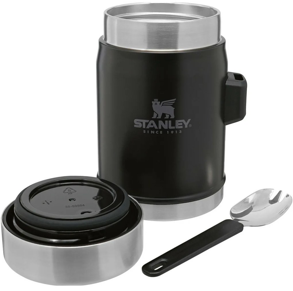 STANLEY 400 ml étkezési termosz kanállal/villával,matt fekete