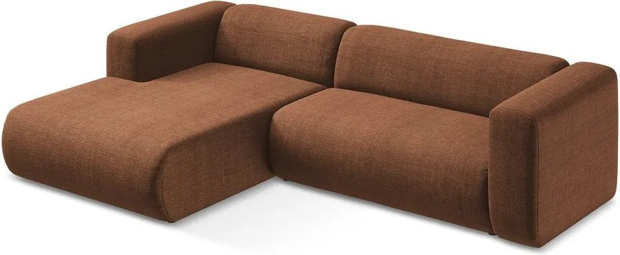 Terrakotta színű sarokkanapé (bal oldali-heverő résszel) Ekahi – Makamii